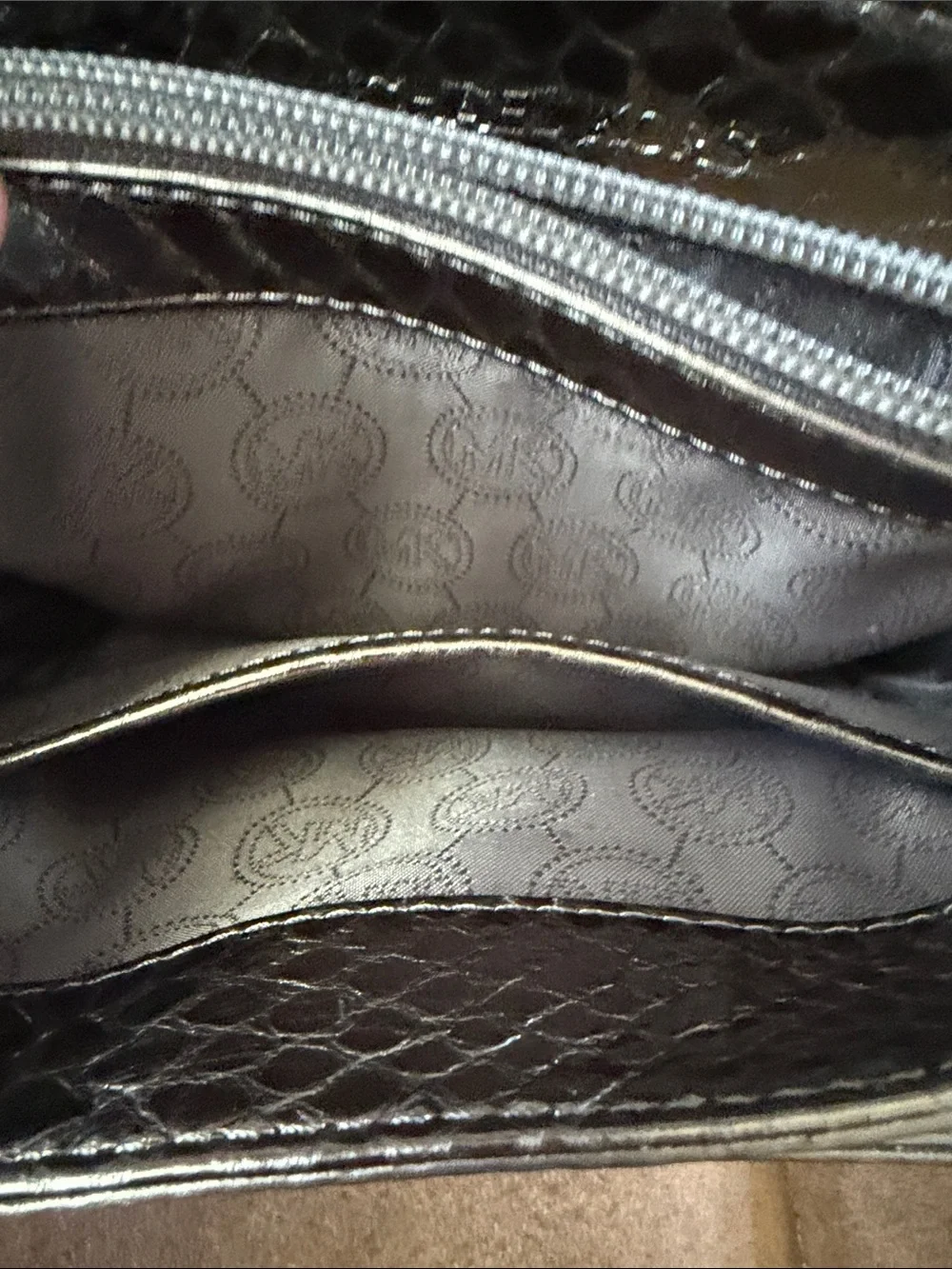 Michael Kors Silver Metallic Snake-Embossed Crossbody Bag NWOT